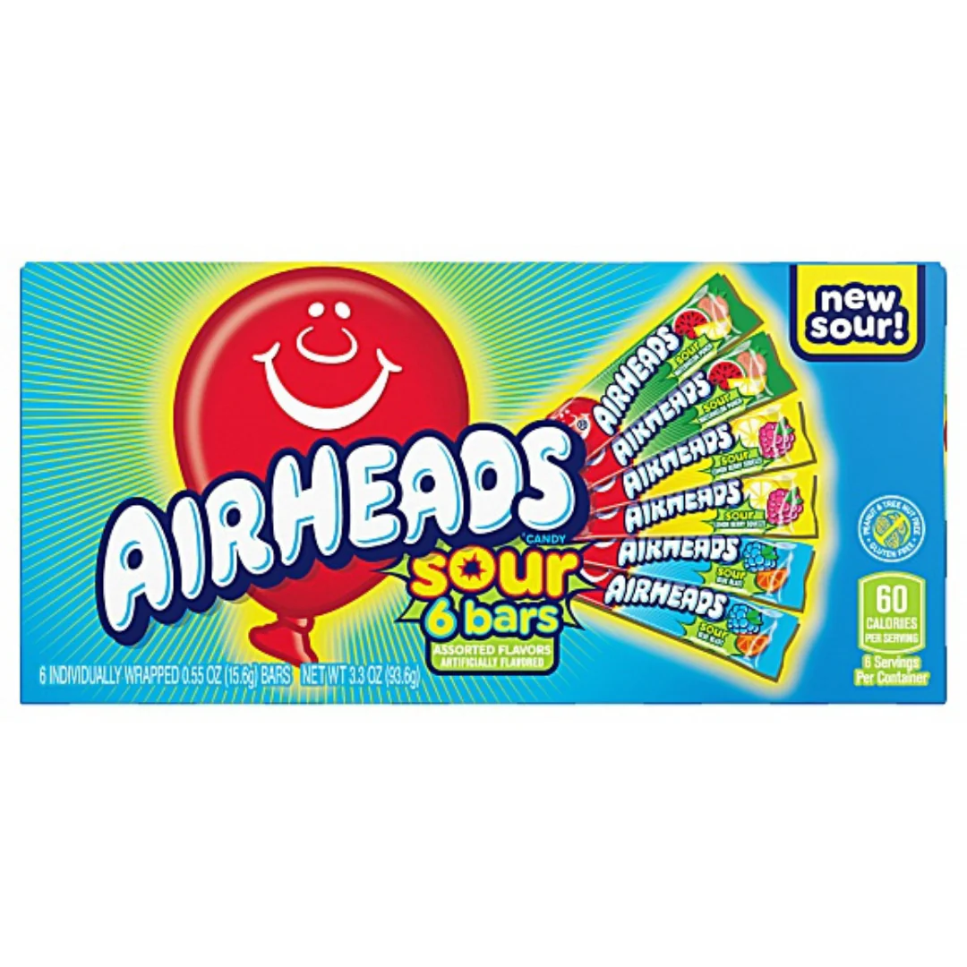 Airheads Bars Assorted Sour 6 Pack (94g)